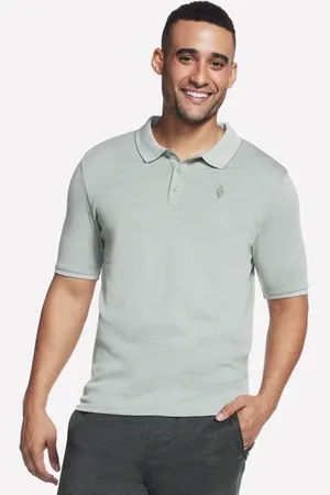 Skechers Herren Apparel Off Duty Polo Shirt in Light Gray /Grün, Größe Klein