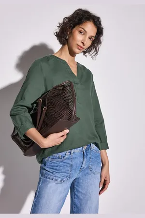 Street one Leinenmix-Bluse in Unifarbe