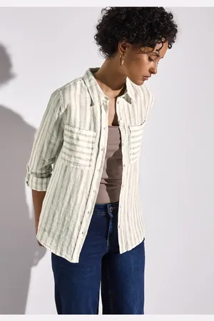 Street one Damen Gestreifte Leinen-Hemdbluse in , Gr: 38