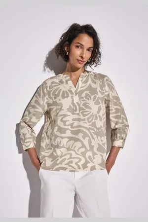 Street one Damen Gemusterte Leinenmix-Bluse in , Gr: 38