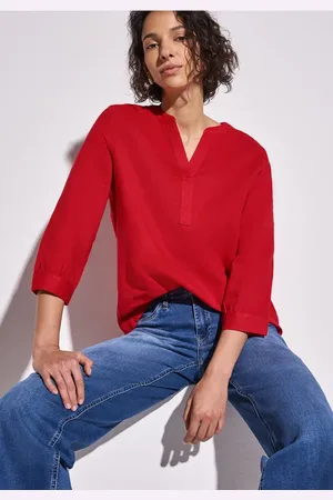 Street one Damen Leinenmix-Bluse in Unifarbe in , Gr: 34