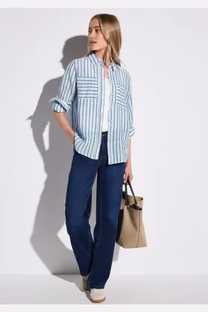 Street one Damen Gestreifte Leinenhemdbluse in , Gr: 34