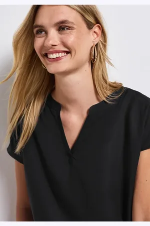 Street one Split Neck Bluse in Unifarbe