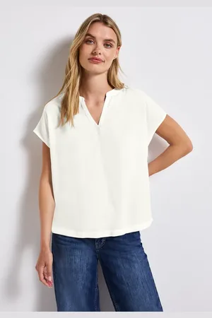 Street one Split Neck Bluse in Unifarbe