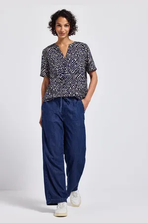 Street one Gemusterte Split Neck Bluse