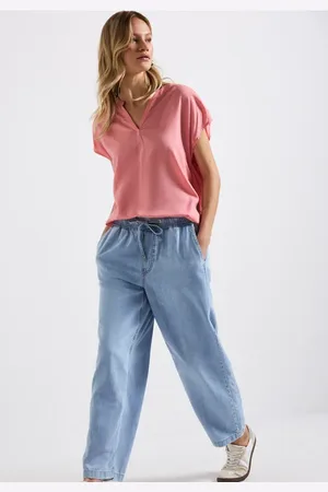 Street one Split Neck Bluse in Unifarbe