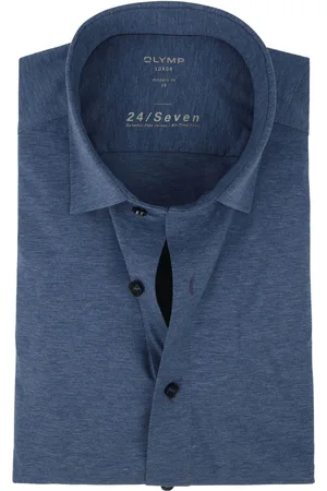 Olymp Luxor Jersey Stretch Hemd 24/Seven Dunkel Blau Größe 41