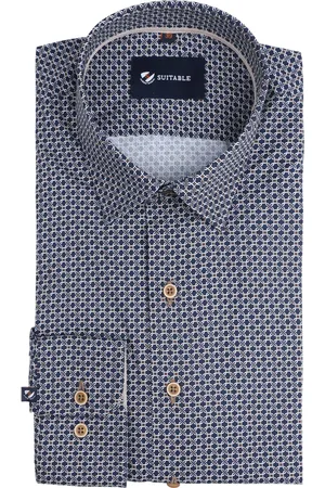 Suitable Hemd Print Dunkelblau Größe 38