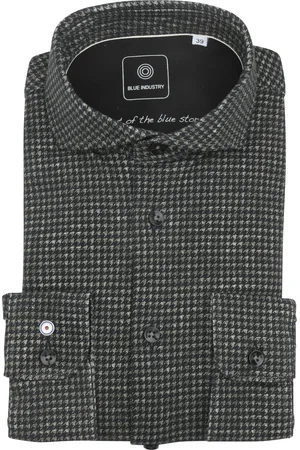 Blue Industry Slim-Fit Hemd Olive Dunkelgrün Größe 40