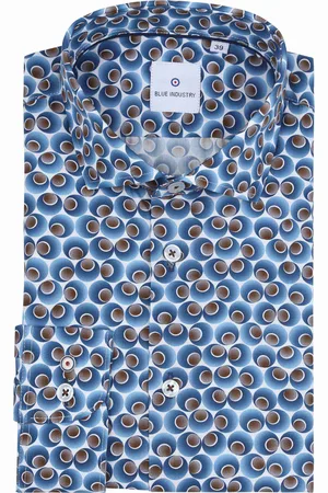Blue Industry Hemd Druck Kobaltblau Dunkelblau Größe 38