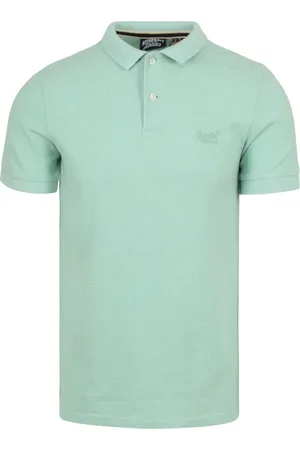 Superdry Piqué Poloshirt Melange Hellgrün Größe M