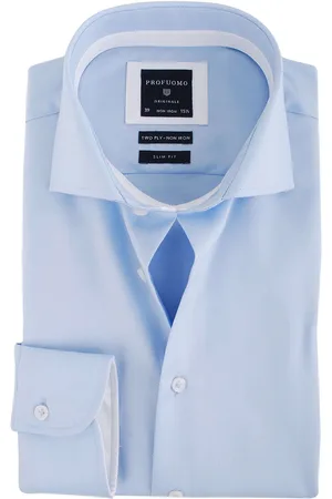 Profuomo Hemd + Weiß Kontrast Blau Größe 37