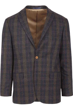 Suitable Prestige Blazer Deloro Karo Navy Braun Dunkelblau Größe 48