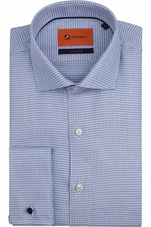 Suitable Hemd Doppelte Manschette Druck Blau Größe 38