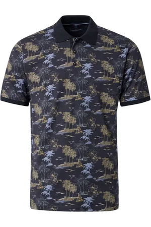 Casa Moda Poloshirt Druck Navy Dunkelblau Größe M