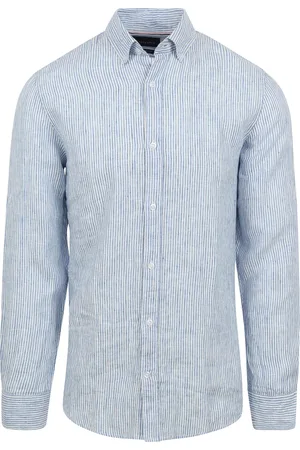 Suitable Hemd Leinen Streifen Blau Größe XXL