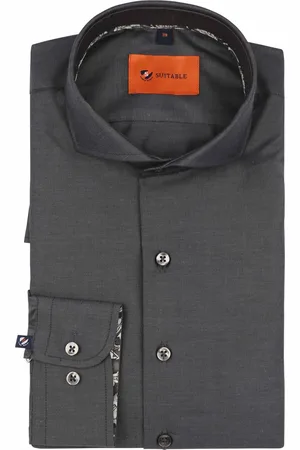 Suitable Twill Hemd Grau Größe 38