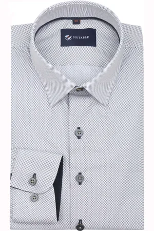 Suitable Hemd Druck Sand Navy Weiß Größe 38