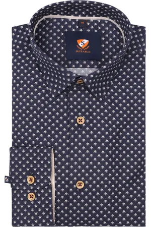 Suitable Freizeithemd mit Print Dunkelblau Größe 38