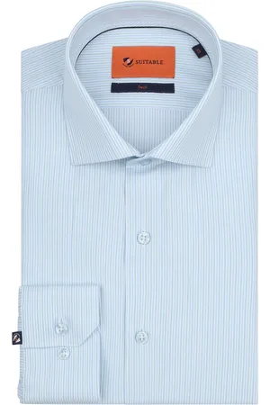 Suitable Hemd Twill Streifen Blau Größe 38