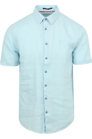 No Excess Short Sleeve Hemd Leinen Blau Größe M
