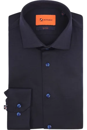 Suitable Knitted Pique Hemd Blau Größe 38