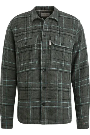 Cast Iron Overshirt Waffle Karos Dunkelgrün Größe S