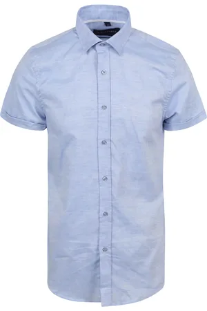 Suitable Short Sleeve Hemd Leinen Blau Größe S