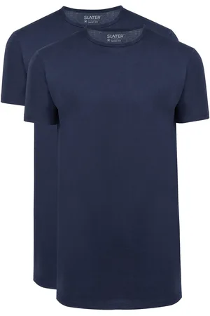 Slater 2er-Pack T-shirt Basic Extra Lang Rundhals Weiß Dunkelblau Größe M