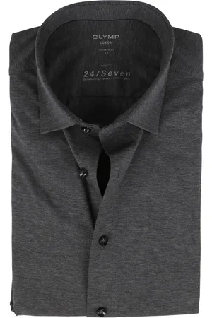 Olymp Luxor Jersey Stretch Hemd 24/Seven Dunkelgrau Grau Größe 38