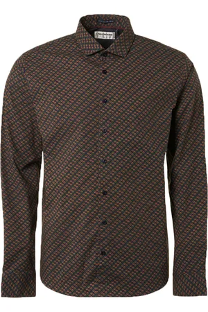 No Excess Hemd mit Musterdruck Caramel Braun Multicolour Größe L