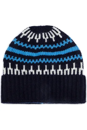 Knowledge Cotton Apparal Beanie Wolle Druck Navyblau Dunkelblau