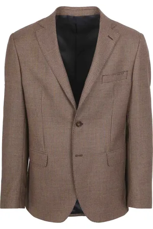 Suitable Pied De Poule Blazer Wolle Braun Größe 48