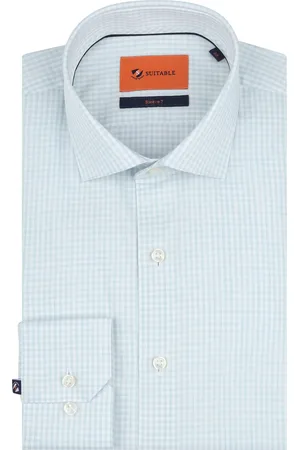 Suitable Hemd Extra Long Sleeves Twill Karos Hellgrün Größe 39