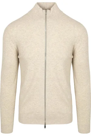Profuomo Strickjacke Merinowolle Ecru Grau Größe M