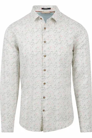 No Excess Shirt Leinen Off-white Print Multicolour Größe M