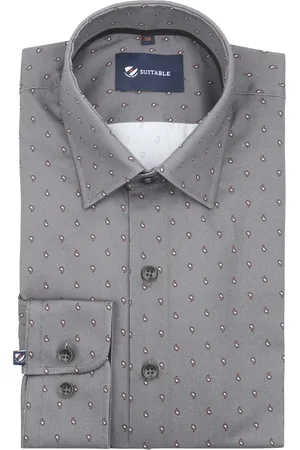 Suitable Hemd Paisley Grau Größe 38