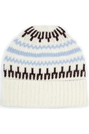 Knowledge Cotton Apparal Beanie Wolle Druck Off white Weiß