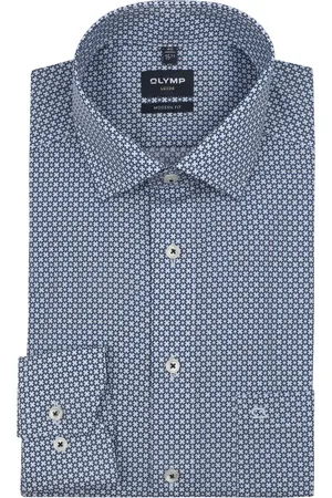 Olymp Luxor Hemd Extra Long Sleeves Blumenmuster Dunkelblau Größe 39
