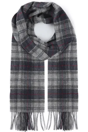 Barbour Schal Tartan Lammwolle Grau