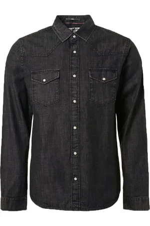 No Excess Denim Hemd Twill Anthrazit Größe L