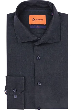 Suitable Hemd Leinen Navy Dunkelblau Größe 38