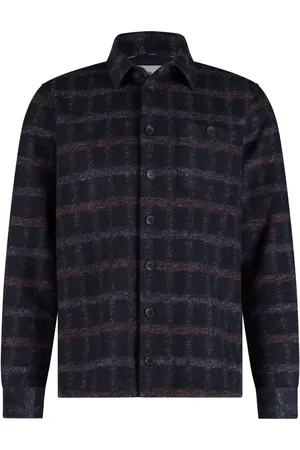 State of art Hemdjacke Wool Blend Karos Navy Dunkelblau Größe L