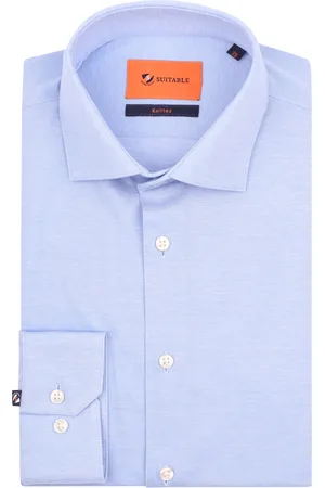 Suitable Hemd Knitted Piqué Blau Größe 38
