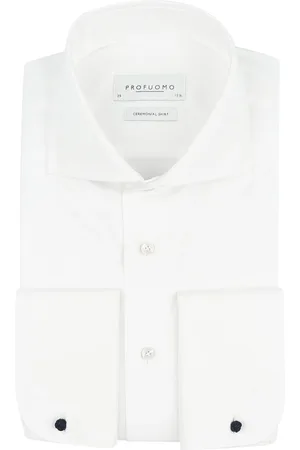Profuomo Hemd Cutaway Doppel Manschette Off White Wollweiß Größe 38
