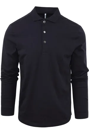 Profuomo Longsleeve Polo Navy Melange Dunkelblau Größe S