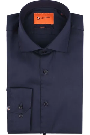 Suitable Hemd Extra Lange Ärmel Twill Navy Dunkelblau Größe 39