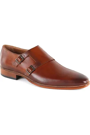 Suitable CognacLeder Schuh Doppel Strap Größe 44
