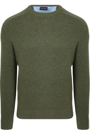 Suitable Lammwolle Pullover Rundhals Olivgrün Dunkelgrün Größe M