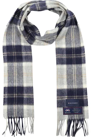 Suitable Geeigneter Herrenschal Kariert Merino Grau Blau
